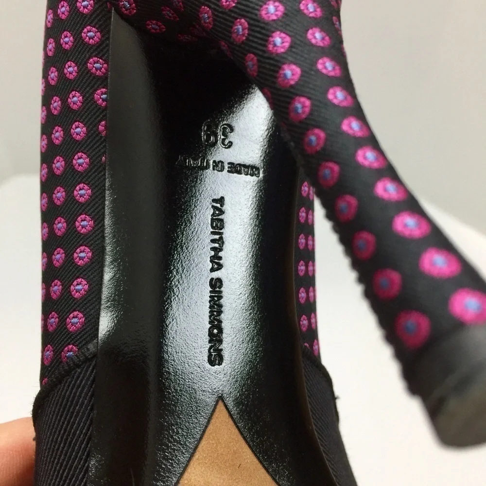 Tabitha Simmons Frida Necktie Silk Checker Pump Heels Size 8